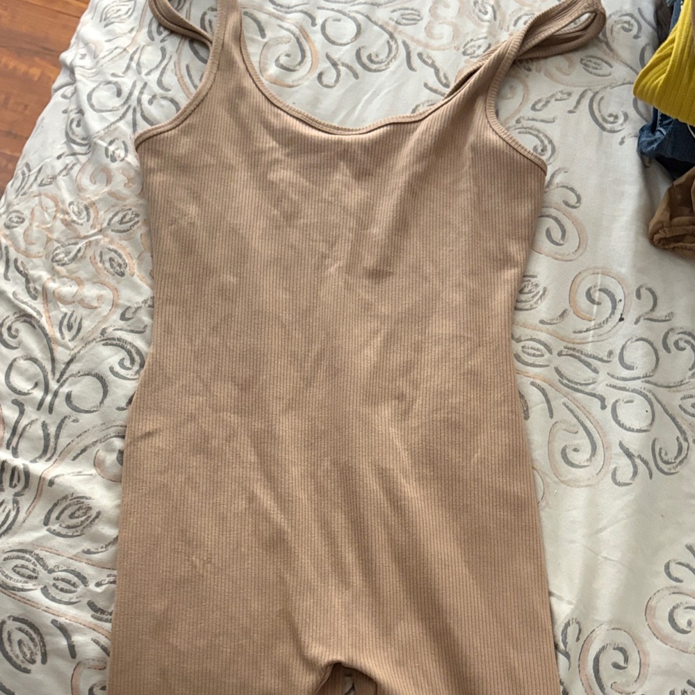 Tan Ribbed Jumpsuit